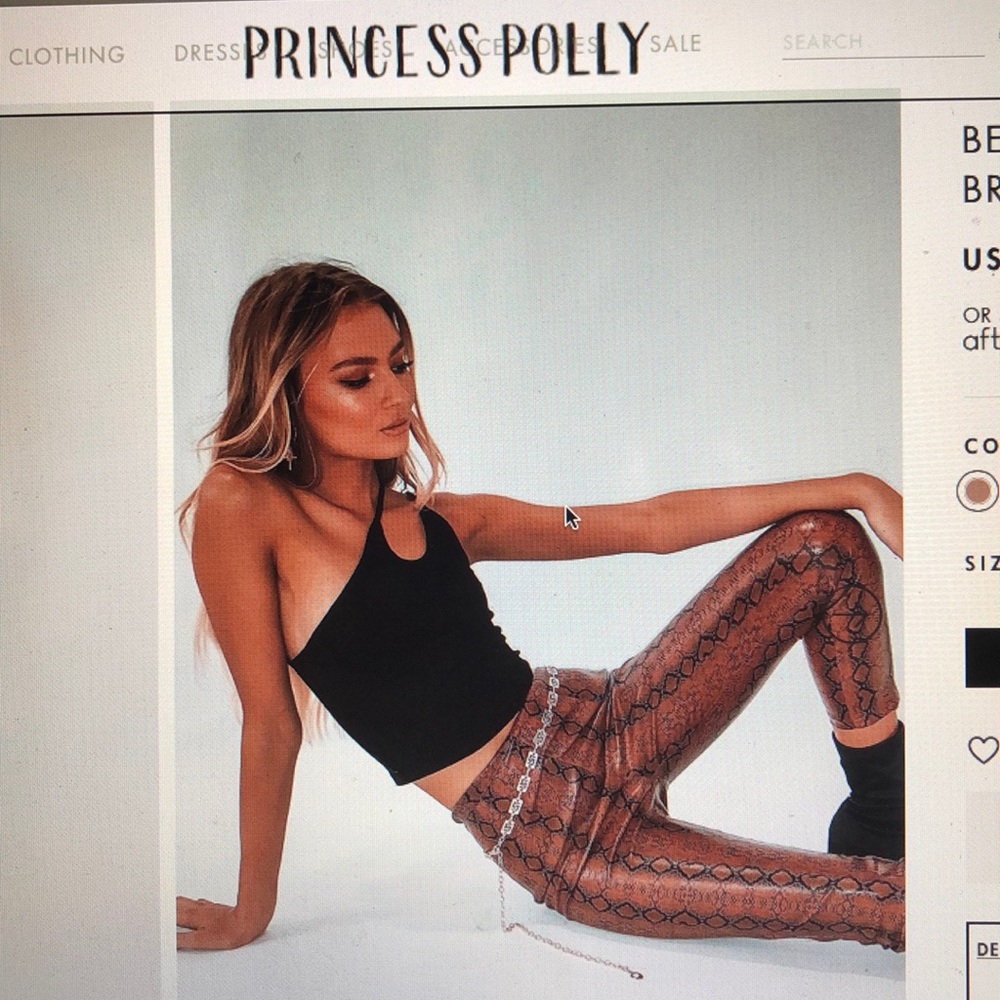 Princess Polly Breton snake skin pants